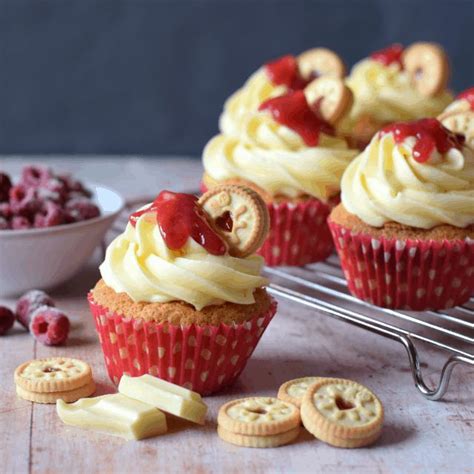 Jammie Dodger Cupcakes With A Raspberry White Chocolate Flavour Combo