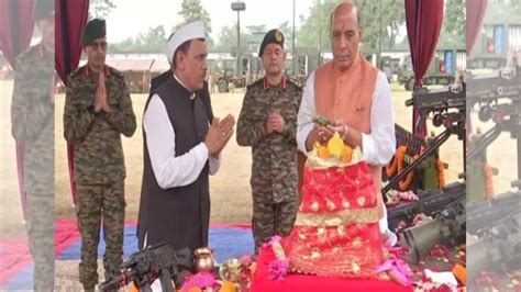 In Pics Defense Minister Rajnath Singh Performs Shastra Pooja On Dusshera