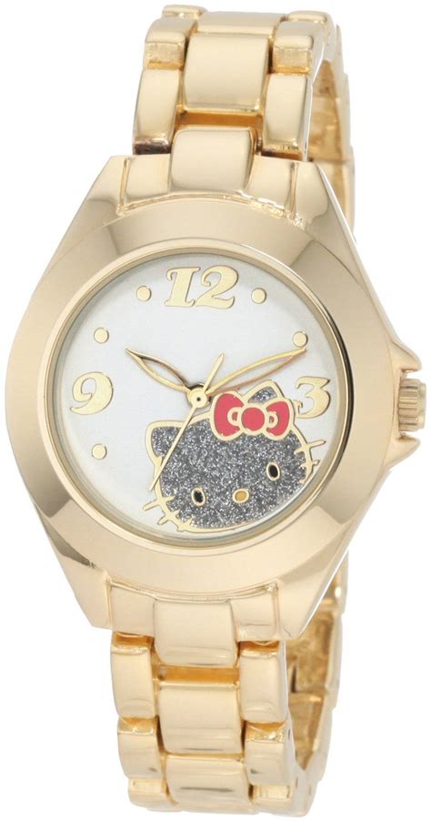 Hello Kitty By Kimora Lee Simmons Women S H3wl1033gld Gold Alloy Case And Glitter Face Watch