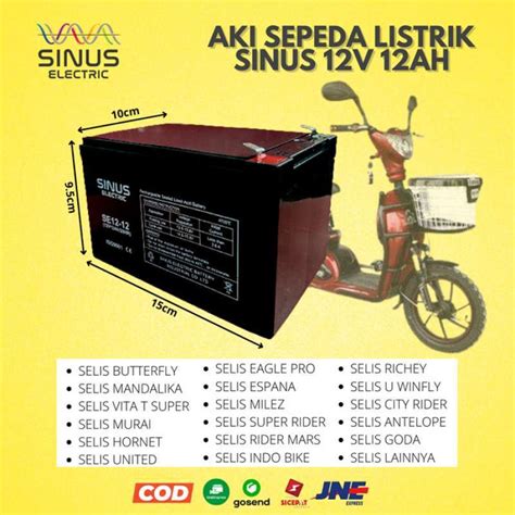 Jual Aki Sepeda Listrik SELIS MURAI 12V 12Ah Aki VRLA SINUS 12v 12ah Di