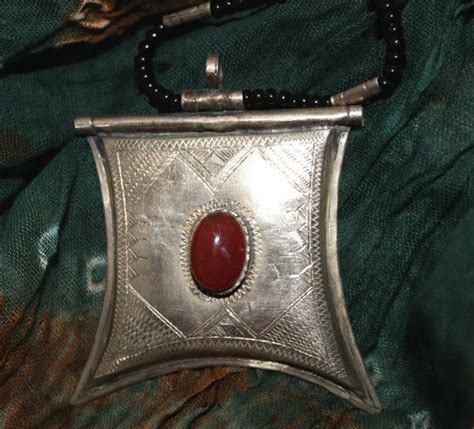 Tuareg Amulet Gri Gris With Carnelean Stone With Tifinagh Etsy