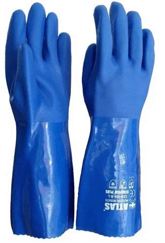 Blue PVC Hand Gloves 11 15 Inches Finger Type Full Fingered At Rs