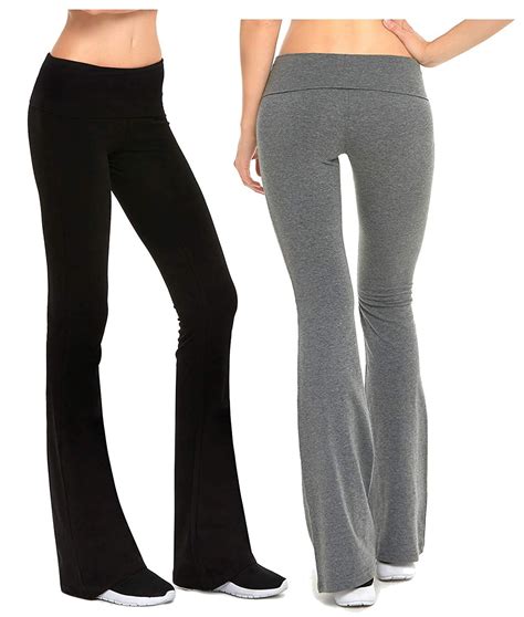 Gilbins Womens Fold Over Waistband Stretchy Cotton Blend Yoga Pants