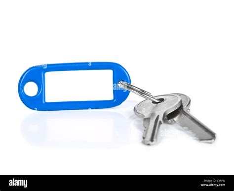 Two Keys On A Blank Keyring With Space For Text Isolated On White