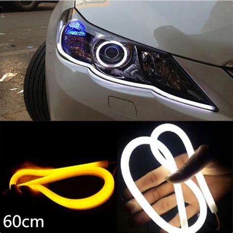 2xled 60cm 12W White Yellow Flexible Drl Switchback Strip Led Daytime