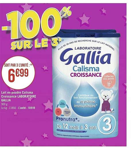 Promo Lait En Poudre Calisma Croissance Laboratoire Gallia chez Géant