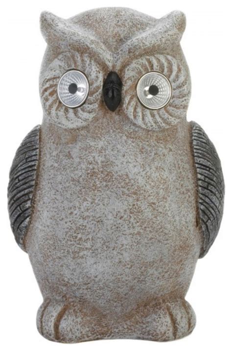 Owl Garden Statue With Solar Light Up Eyes Rustic Garden Statues