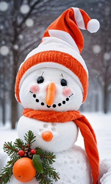 Premium AI Image | Photo Of Christmas Snowman With A Carrot Nose