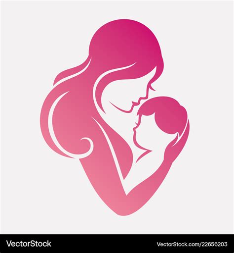 Mother and baby stylized symbol Royalty Free Vector Image