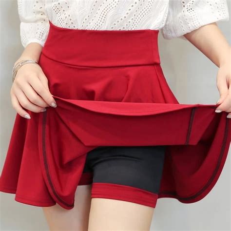 Jupes Femmes Mini Pliss E Taille Haute Pour Tenue Rfedwi Wine Red