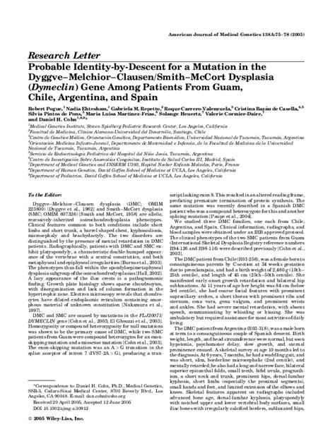 (PDF) Probable identity-by-descent for a mutation in the Dyggve-Melchior-Clausen/Smith-McCort ...