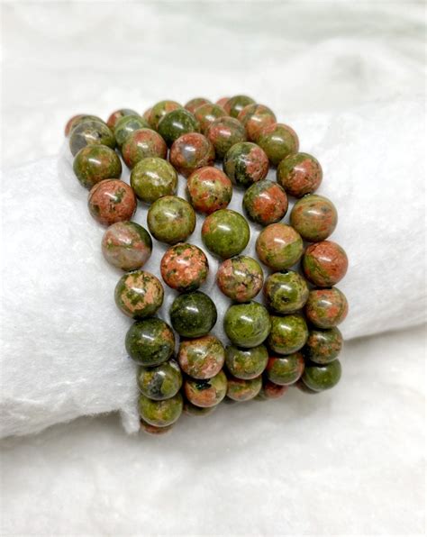 Unakite Bracelet 8mm A Round Bead Bracelet Gemstone Bracelet Etsy