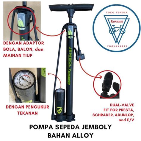 Promo Pompa Sepeda Jemboly Alloy Meteran Indikator Pompa Lantai Angin