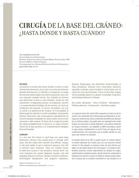 PDF CIRUGÍA DE LA BASE DEL CRÁNEO a Diagnóstico de la lesión