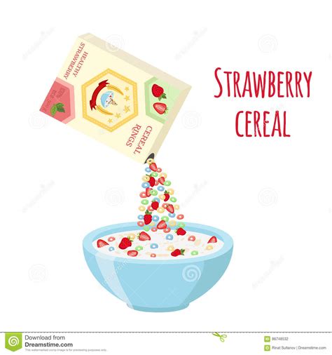 Cereal Rings Box Strawberry With Bowl Oatmeal Breakfast With Milk