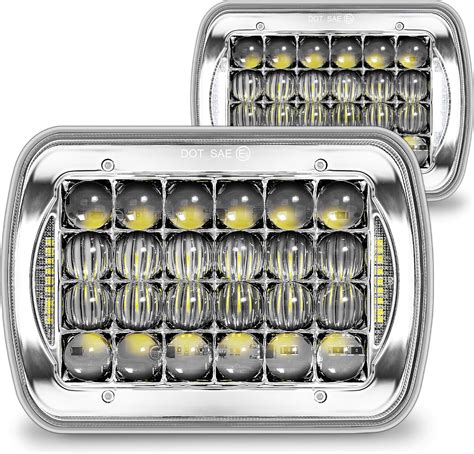 True Mods 7x6 5x7 H6054 Led Headlights Square Sealed Beam For Jeep Wrangler Yj