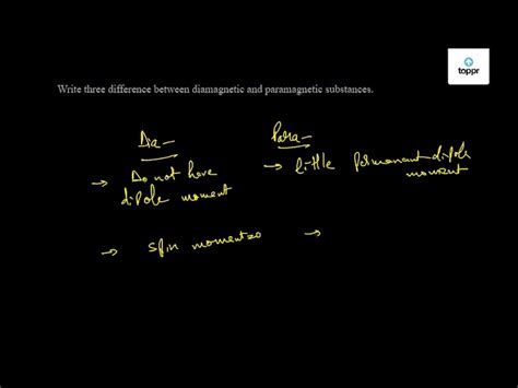 Write three difference between diamagnetic and paramagnetic substances.