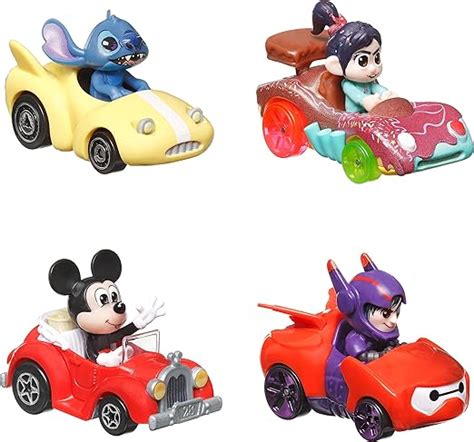 Hot Wheels Racerverse Vehículo De Juguete Paquete De 4 De Personajes De Disney Con Hero Para