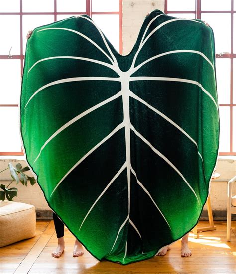 Philodendron Leaf Throw Blanket Gloriosum Giant Cozy Fleece Leaf