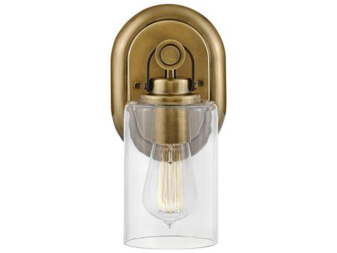 Hinkley Halstead 1 Light Heritage Brass Glass Wall Sconce Hy52880hb