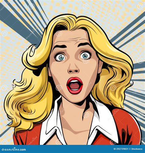 Surprised Woman In Pop Art Style Retro Comic Book Illustration Stock Illustration