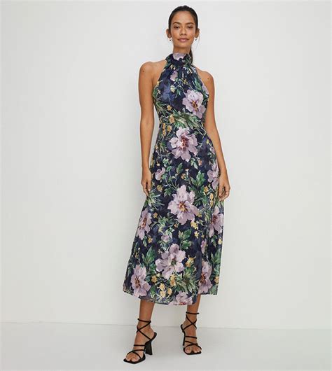 Buy Oasis Lyanna Floral Satin Burnout Midi Dress In Multiple Colors