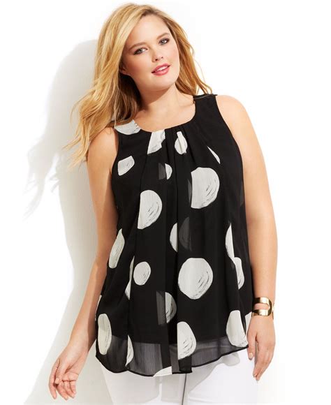 Alfani Plus Size Sleeveless Dot Print Chiffon Top Alfani Plus Sizes Macys Moda Para