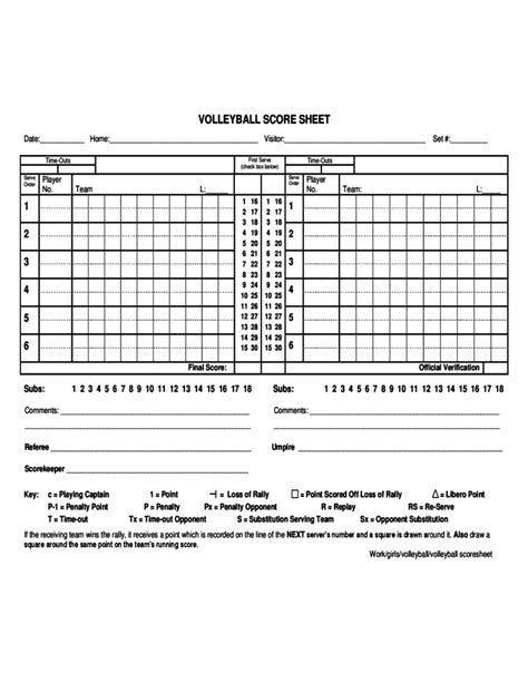 Volleyball Score Sheet Example Free Download