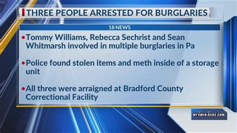 Three People Arrested For Multiple Burglaries In Towanda Youtube