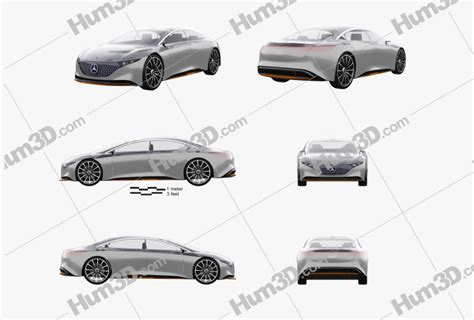 Mercedes Benz Vision EQS 2019 Blueprint Template 3DModels