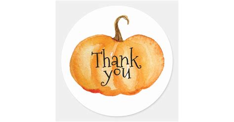 Pumpkin thank you sticker | Zazzle