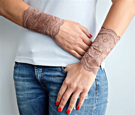 One Pair Brown Lace Cuff Wrist Tattoo Cover Bracelet Sleeve - Etsy Sweden