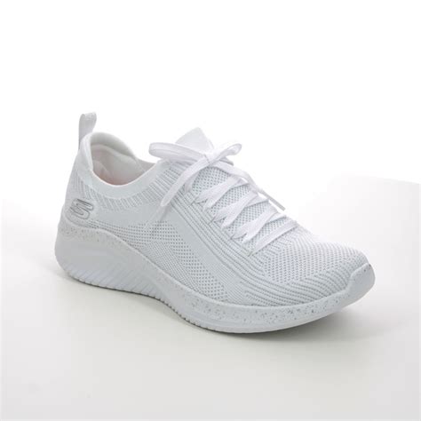 Skechers Ultra Flex 30 Wsl White Silver Womens Trainers 149865