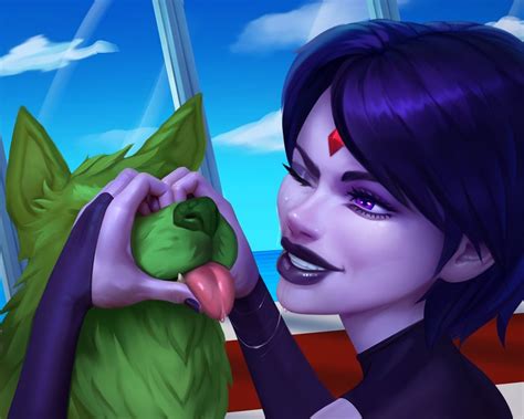 Raven And Beast Boy Dc Comics And More Drawn By Evulchibi Danbooru