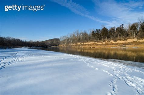 Castlewood State Park Meramec River Snow Covered Sandbar