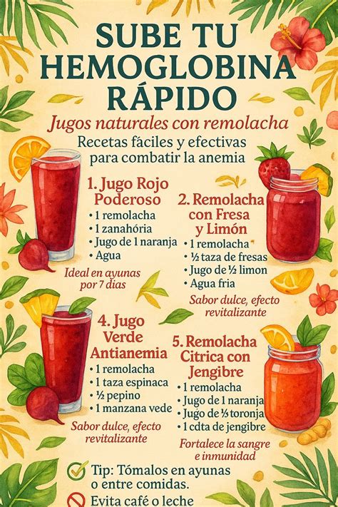Como Aumentar A Hemoglobina Rapidamente - SUBE TU HEMOGLOBINA RÁPIDO | Healthy drinks, Health food, Healthy juice ...