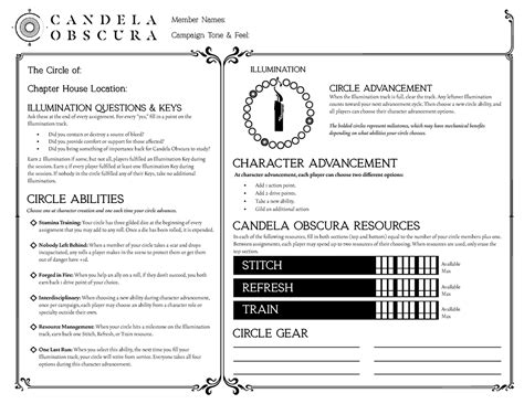 Candela Obscura Qsg Circle Sheet May The Circle Of Member Names