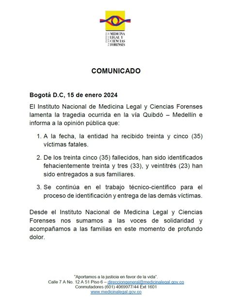 Lo último Medicina Legal Ha Identificado A 33 De Las 36 Víctimas