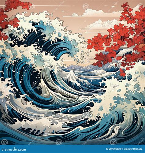 A Beautiful Picture of Sea Waves Stock Illustration - Illustration of ...