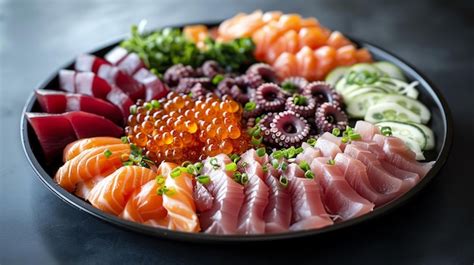 Premium Photo Fresh Sashimi Platter With Tuna Salmon And Octopus