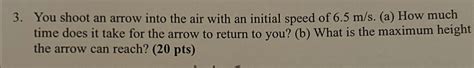 Solved You Shoot An Arrow Into The Air With An Initial Speed Chegg