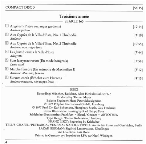 Années de pèlerinage complete recording Franz Liszt Lazar Berman