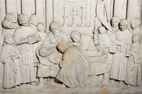 Morte Di San Bernardino Da Siena In Pietra Scolpita Scultore Del