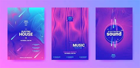 Affiches Disco Pour Festival De Musique Lectronique Vecteur Premium