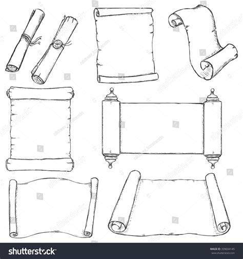 Vector Set Sketch Scrolls Stock Vector (Royalty Free) 339694145 ...