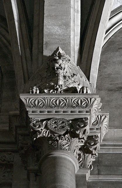 Intricately Carved Column in Cathédrale Notre Dame et Saint Castor Nimes