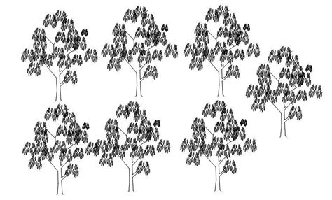 2D blocks of trees in detail AutoCAD drawing, CAD file, dwg file - Cadbull