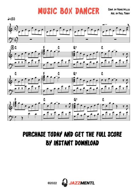 Frank Mills Music Box Dancer Sheet Music Instant Pdf Download Jazzmentl