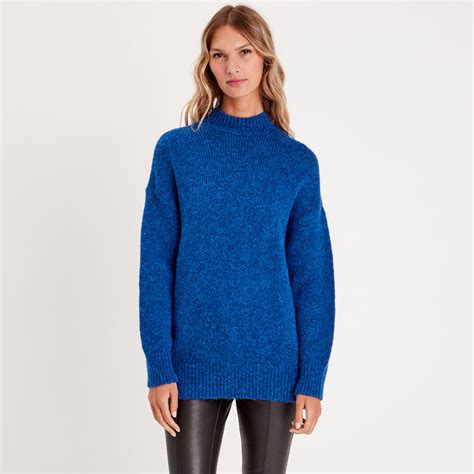 Pull Col Montant Bleu Electrique Femme Cache Cache