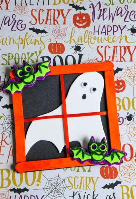 Haunted Window Popsicle Stick Halloween Craft For 2 Year Olds